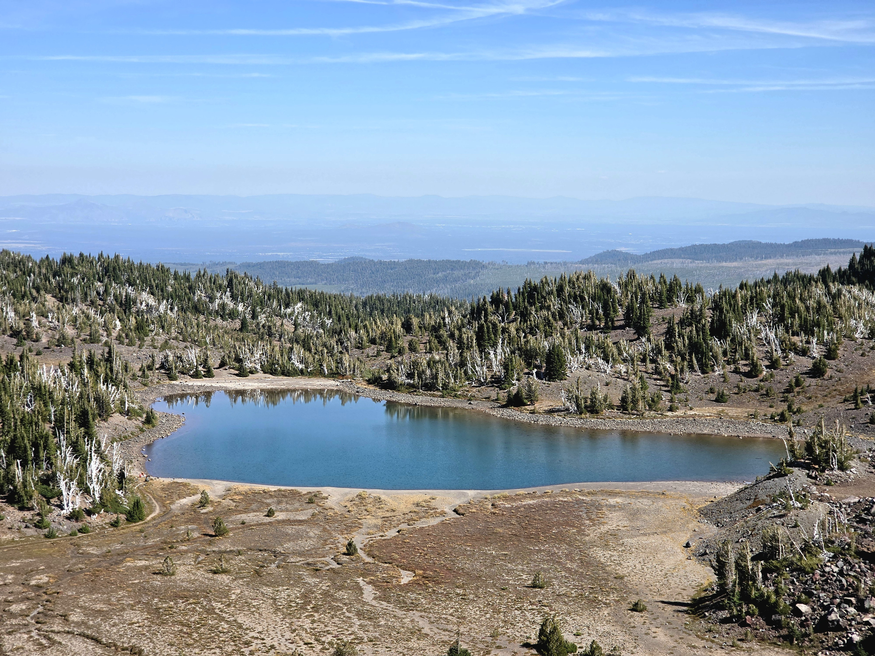 Looking down on Camp Lake from the higher trail toward Chambers Lakes.